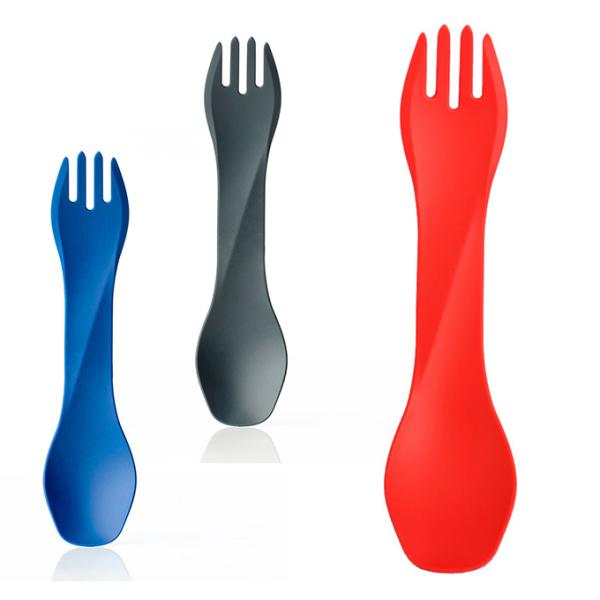 スプーンとフォークが両端に付き、一体型になったカトラリーです。「持ちやすさ」と「使いやすさ」にこだわったカトラリー・シリーズです。軽量ながら耐久性の高い素材を使用しています。■カラー：BL ( ブルー ) 、GY ( グレー ) 、BRIR...