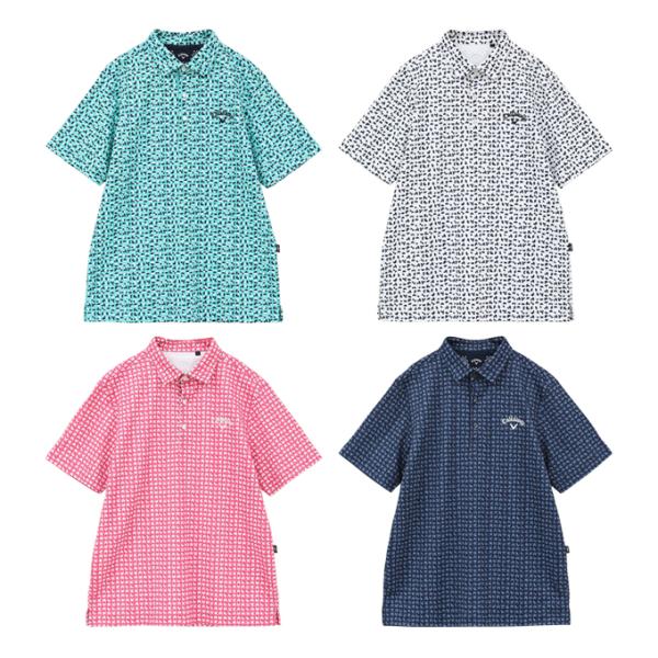 Callaway メンズゴルフシャツ 青 幾何学模様　Lサイズ Callaway メンズゴルフシャツ 青 幾何学模様 Lサイズ 楽天市場