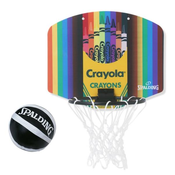 Crayolaのクレヨンボックスデザインのカラフルなマイクロミニ。■ボードサイズ：W28.6cm×H24cm■リングサイズ：直径16cm■ミニボールサイズ：直径10cm■ボード材質：プラスチック検索ワード：家庭用バスケットゴール バスケゴー...