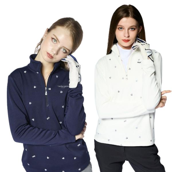 marieclaire/マリクレール総柄刺繍が印象的なジップアップシャツ♪毛足のあるシャギーは肌触りよく暖かく体を包んでくれます。冬のゴルフシーンに最適な一枚です◎■カラー：NV、OWT■サイズ：M ( 身幅/46cm、肩幅/38cm、袖丈...