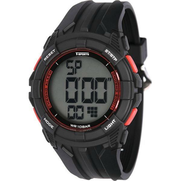 液晶が大きくて見やすい、10気圧防水のデジタルスポーツウォッチ。ストップウォッチ機能などもあり、スポーツの場面などで活躍する腕時計です。■カラー：RD(ブラック×レッド)■サイズ（高さ×幅×奥行き）：約H245×W46×D13mm■本体重量...