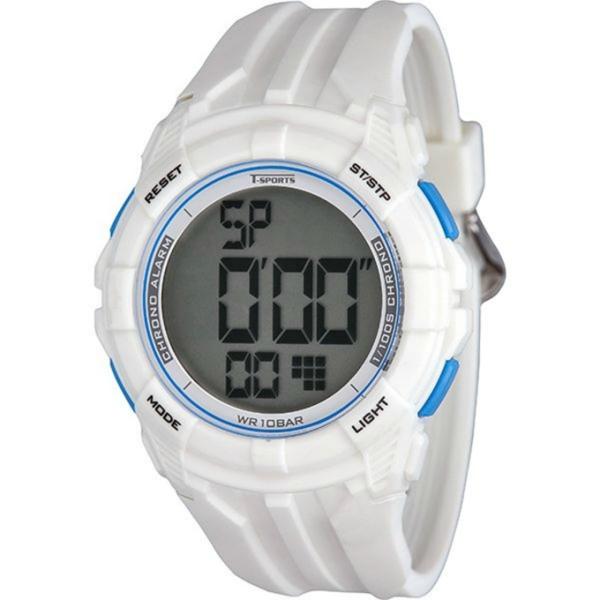液晶が大きくて見やすい、10気圧防水のデジタルスポーツウォッチ。ストップウォッチ機能などもあり、スポーツの場面などで活躍する腕時計です。■カラー：WT(ホワイト×ブルー)■サイズ（高さ×幅×奥行き）：約H245×W46×D13mm■本体重量...