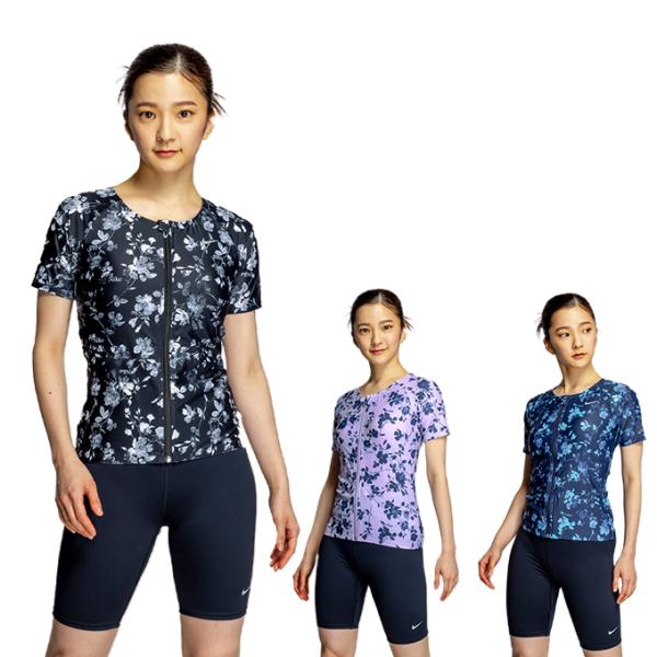 シックな花柄のプリントが洗練された印象を与えるNikeの総柄水着。■カラー：008(NVY)、009(BLK)、024(LVD)■サイズ：M、L、XLM(ヒップ/87cm〜95cm、バスト/79cm〜87cm)L(ヒップ/92cm〜100c...