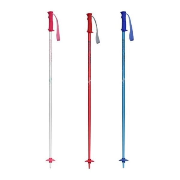 ファミリージュニアモデル。■カラー：PK(ピンク)、RD(レッド)、BLE(ブルー)■サイズ：75、85、95、105■素材：アルミ直径14■原産国：中国検索ワード：スキーポール