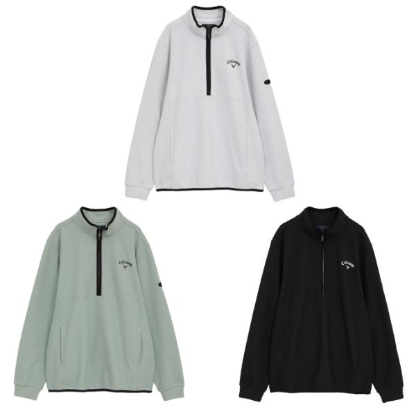 ゴルフウェア　キャロウェイ メンズ 裏起毛 長袖 ハーフジップ モックネック シャツ C25233109 [2025年秋冬モデル] Callaway（キャロウェイ） ゴルフウェア スウェット メンズ 裏起毛