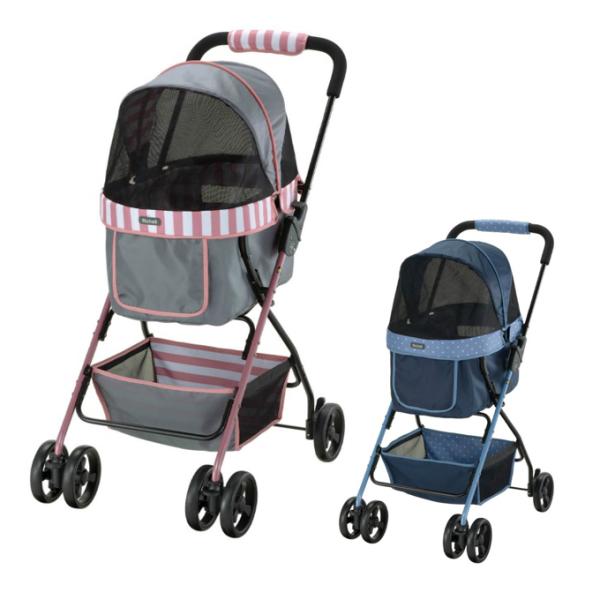 お出掛けに便利なバスケット付きのペットカート！ペットとのお出かけ先が広がる！バスケット付きで便利。■カラー：ピンク、青■サイズ：使用時/49×74×97Hcm折りたたみ時/49×36.5×86cm※製品によって仕上りサイズに多少の誤差があり...