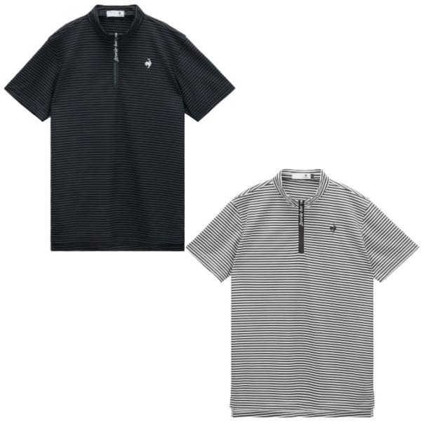 スリクソン⭕️半袖シャツ　ハーフジップ　ボーダー　異素材　配色　ゴルフウェア　LL le coq sportif（ルコックスポルティフ） ゴルフウェア 半袖シャツ