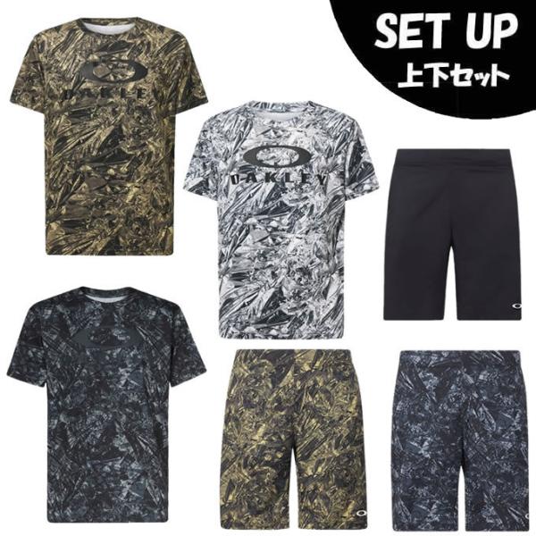 【最終値下げ】OAKLEYオークリー　半袖　半ズボン　XLホワイト・ブラック上下 OAKLEY オークリー 半袖Tシャツ ハーフパンツ セット メンズ