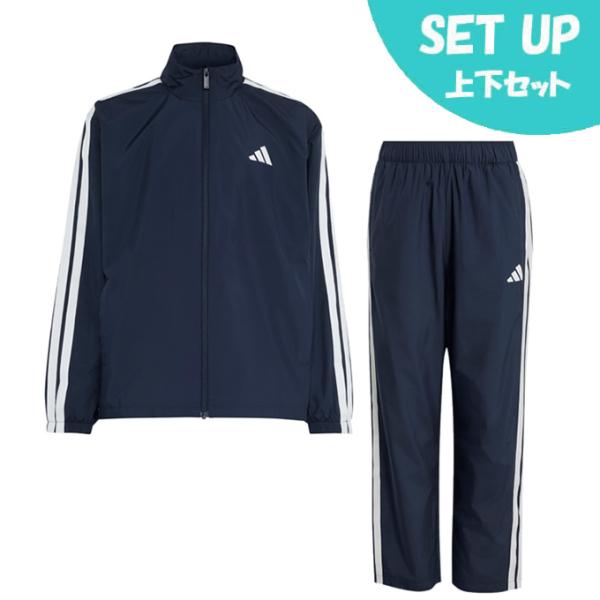 アディダス(adidas) ウインドブレーカー上下セット ジュニア エッセンシャルズ フルジップジャケット+アンクル丈 パンツ KU6471 HM326+KU6474 CM914