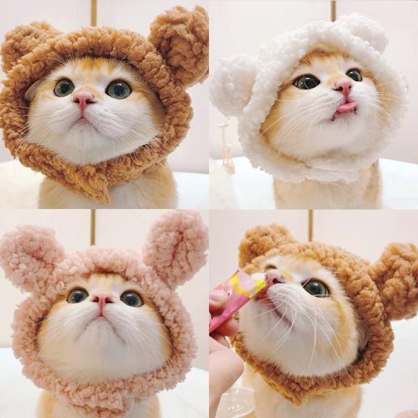 ヘッドカバー ペットウェア ファー 保温 犬 猫 編み込み ヘッドアクセサリー ペット帽子 かわいい コスチューム 使いやすい 暖かい