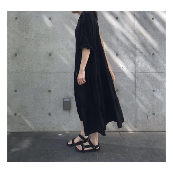 リネン混ティアードワンピース ロング リネン テンセル 五分袖 二の腕カバー Ops0001 2 ティアードワンピース ブラック ベージュ ロング ワンピース Buyee Buyee Japanese Proxy Service Buy From Japan Bot Online