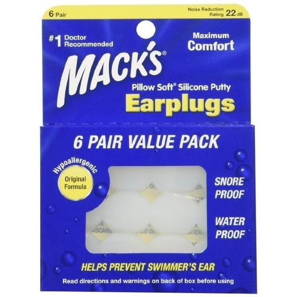 買い誠実 正規品 安全安心 高品質 Macks Pillow Soft シリコン耳栓 6ペア