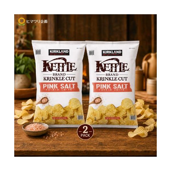 カークランド ケトルチップス 907g ×2袋 1276922 コストコ ポテトチップス トランス脂肪酸ゼロ 塩味 しお　ピンクソルト