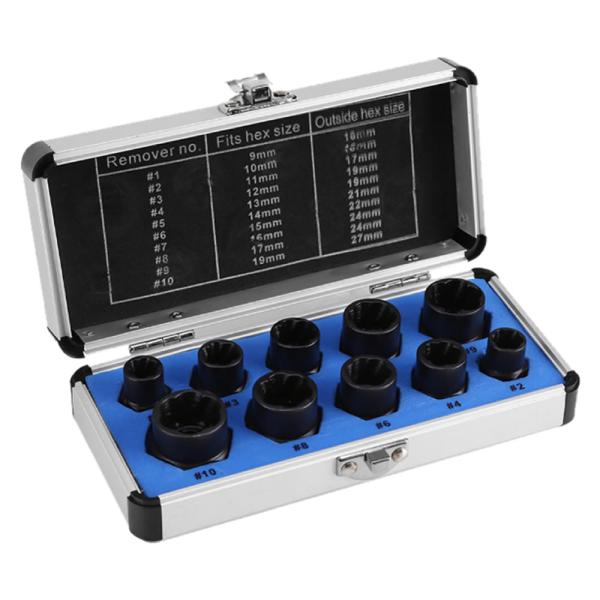 錆びた・破損した・なめたボルト・ナットを外すのに最適♪ソケットの内側にらせん形状の峰が成型されたナットツイスターは、ボルトに叩き込むことで鋭利な峰がクサビのようにガッチリと食い込み、潰れたボルトを取り外すことができますボルトやナットだけでな...