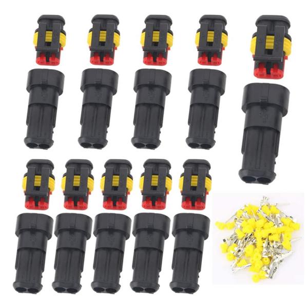 防水 2ピン カプラー コネクター 2極 10個 セット オスメス バイク 車 トラック ジェットスキー ボート 防雨 コネクタ