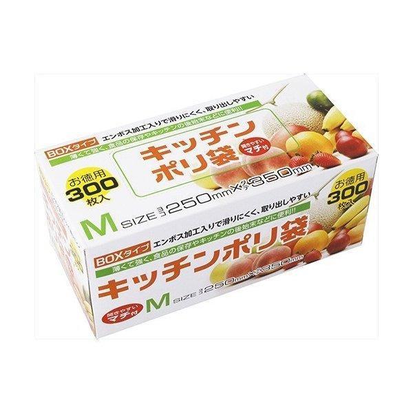他サイト： ハウスホールドジャパン KB18 キッチン ポリ袋 BOX Mサイズ 300枚入 マチ付の商品画像