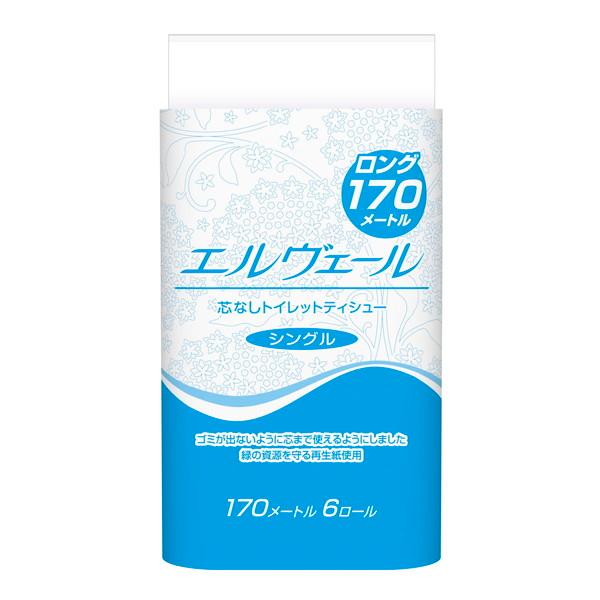他サイト： エルヴェール 芯なしトイレットティシュー 170m×6R(シングル)の商品画像