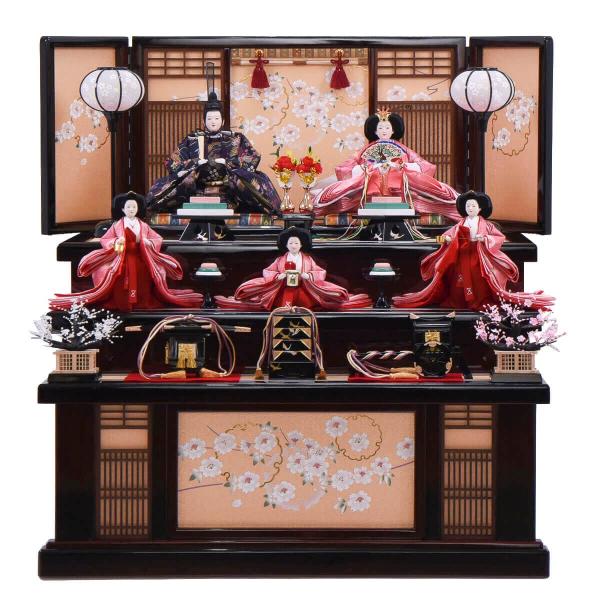 ひな人形 三五 五人飾り 収納三段飾り 花草鳳凰 送料無料 : 人形の館