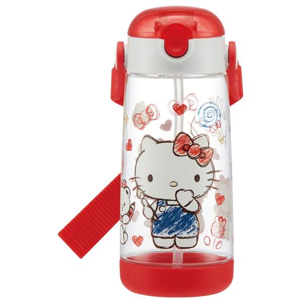 スケーター(Skater) 子供用 ストロー付き 水筒 クリアボトル サンリオ ハローキティ480ml シリコーン 女の子 PDSH5