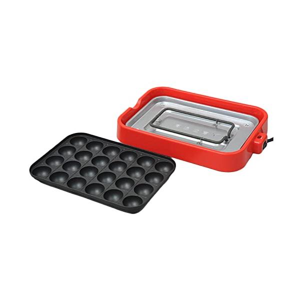 【商品名】　山善 たこ焼き器 24穴 着脱式プレート フッ素コーティング 簡単お手入れ ワンタッチ操作 コードすっきり収納 レッド YOA-241(R) 【商品説明】　・【あつあつたこ焼きを楽しむ】ご自宅で簡単に出来たてでおいしいたこ焼きが...
