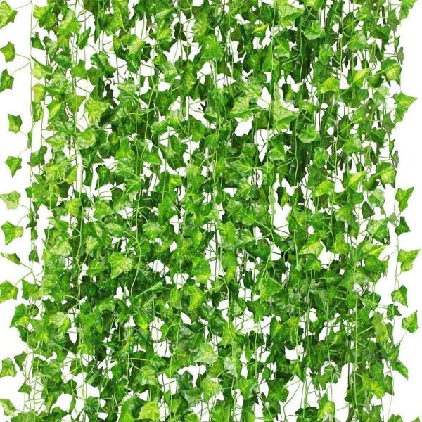 12本 2M フェイクグリーン 人工観葉植物 アイビー 造花 藤 壁掛け 葉 グリーン インテリア 飾り ホーム オフィス ベランダ ガーデ