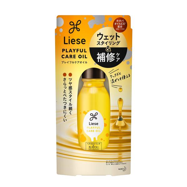 リーゼ プレイフル ケアオイル 80ml 〔 補修ケア&ツヤ感ゆる束スタイリングをかなえる朝夜兼用オイル ・ ホホバオイルEX*配合(保湿/