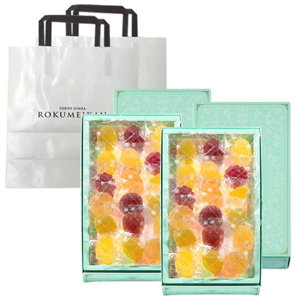 西洋菓子鹿鳴館 手提げ付 恵みのしずく 22個入2箱セット(ギフト 12種類フルーツゼリー手土産 スイーツ 一口ゼリー）