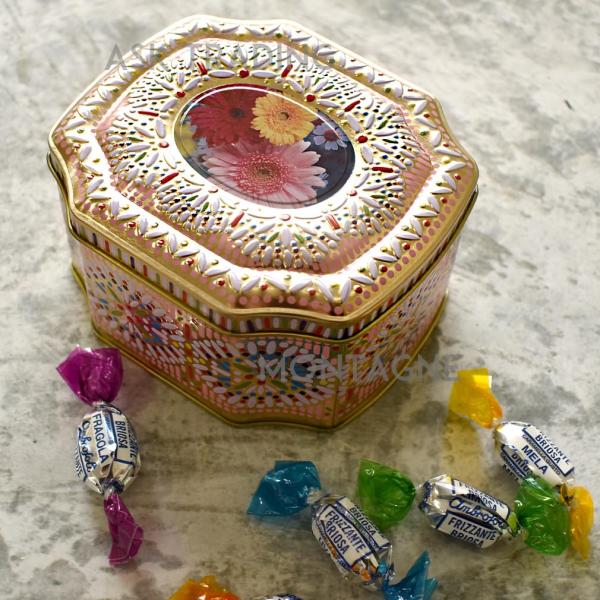アンブロッソリー スウィートデイジー缶 キャンディ 飴 フルーツキャンディ 缶入り お菓子 イタリア レトロ ラムネ パウダー プレゼント