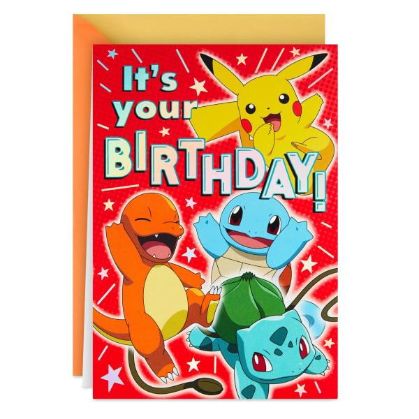 Hallmark (ホールマーク) ポケモン ポップアップ バースデーカード 子供用 (ピカチュウ、ゼニガメ、ヒトカゲ、フシギダネ)