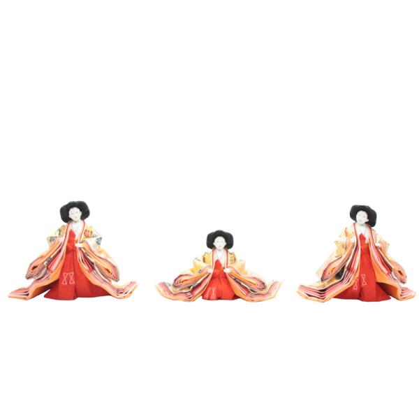 5000円以上お買上で北海道・沖縄・離島を除き国内送料無料(運賃弊社負担）アウトレット品。見本使用、展示品です。アウトレット品 雛人形三人官女単体 人形のみ 三五官女 飾り幅105〜120cm 四季花/金 No.5C-99M 官女幅34cm...