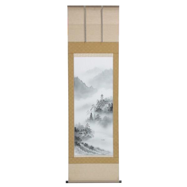 アウトレット品 掛軸山水画 尺五 水墨山水 (筆者：田尻一根) 22a-ya