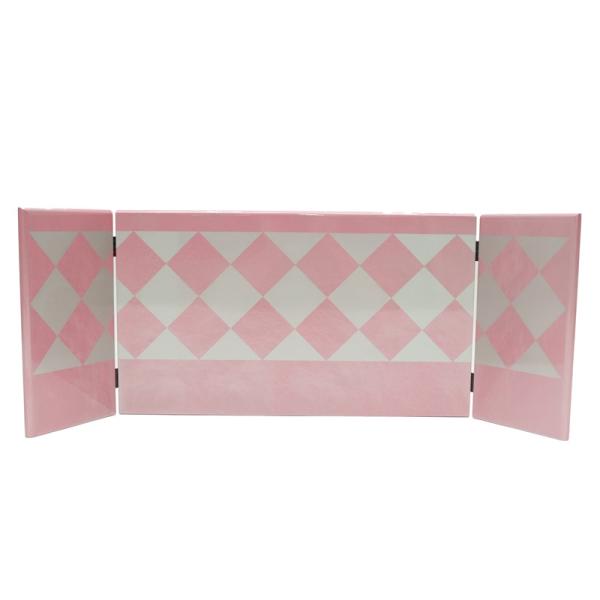 アウトレット品。見本使用、展示品です。アウトレット品 屏風 屏風のみ 9号 三曲屏風 ピンク 市松 幅60〜65cm (23a-ya-0281) インテリア ディスプレイ 見切処分品