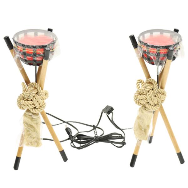 アウトレット品。見本使用、展示品です。アウトレット品 五月人形 篝火 単品 2個セット 木製12号 コード付き 電球なし 高さ36cm (24a-ya-0099) インテリア ディスプレイ 見切処分品