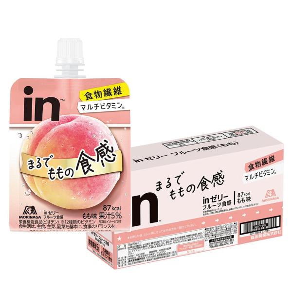 他サイト： inゼリー 森永製菓 フルーツ食感 もも (150g×6個) 栄養補助食品(ビオチン) 食物繊維 マルチビタミン デザート 桃 国産の商品画像