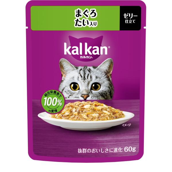 他サイト： カルカン パウチ 1歳から 60g×12袋 まぐろ たい入り 成猫用 ウェットフード キャットフード 総合栄養食 水分補給 毎日食べることをの商品画像