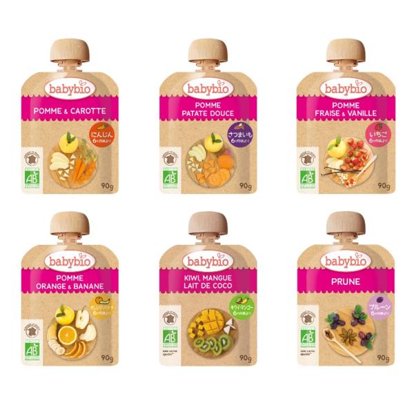他サイト： ミトク ベビービオ 有機ベビースムージー アップル・キャロット 90g ・ アップル・スイートポテト 90g・ アップル・ストロベリー・バニの商品画像