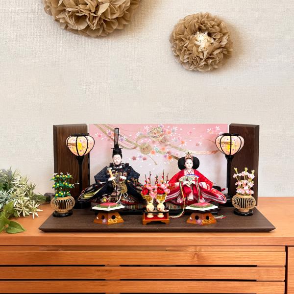 ぶれんださん　お雛様　お道具　おまとめ ひな人形 お道具単品 ひなお道具9点セット 溜塗 牡丹桜 30号