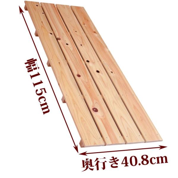 国産ひのきを使用したすのこです。節穴がありますが、強さは通常のものとほとんど変わりません。倉庫などに敷かれる場合は、こちらがお得です。 ひのきの香りと一緒にお届けいたします。●商品サイズ(約)：幅115×奥行40.8×高さ4cm●重量(約)...