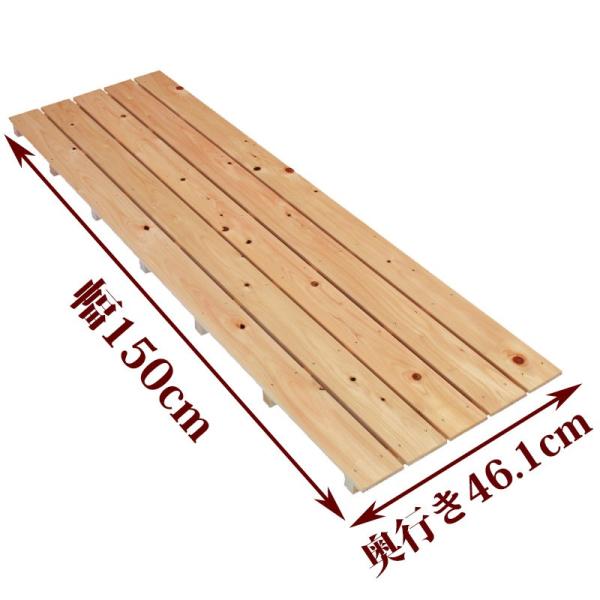国産ひのきを使用したすのこです。節穴がありますが、強さは通常のものとほとんど変わりません。倉庫などに敷かれる場合は、こちらがお得です。 ひのきの香りと一緒にお届けいたします。●商品サイズ(約)：幅150×奥行46.1×高さ4cm●重量(約)...