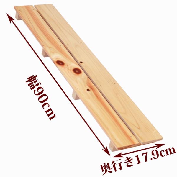 国産ひのきを使用したすのこです。節穴がありますが、強さは通常のものとほとんど変わりません。倉庫などに敷かれる場合は、こちらがお得です。 ひのきの香りと一緒にお届けいたします。●商品サイズ(約)：幅90×奥行17.9×高さ4cm●重量(約)：...