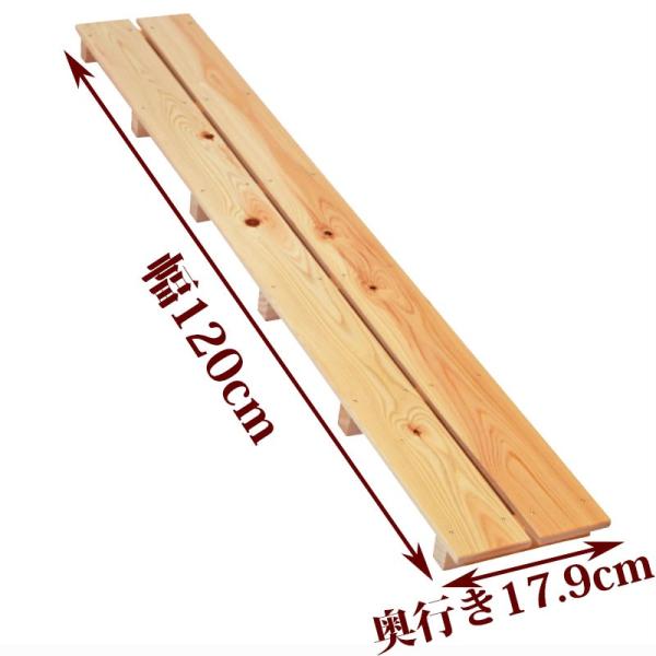 国産ひのきを使用したすのこです。節穴がありますが、強さは通常のものとほとんど変わりません。倉庫などに敷かれる場合は、こちらがお得です。 ひのきの香りと一緒にお届けいたします。●商品サイズ(約)：幅120×奥行17.9×高さ4cm●重量(約)...