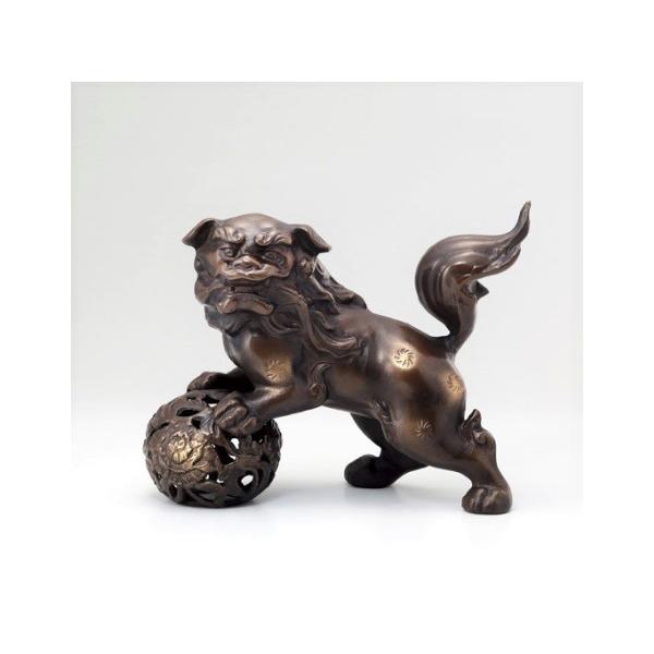 獅子の置物 玉獅子・中 高岡銅器の置物／送料無料 : 檜屋美術館 - 通販