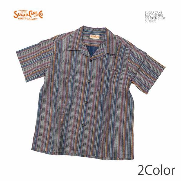 SUGAR CANE シュガーケーン SC39520 マルチストライプ 半袖オープン