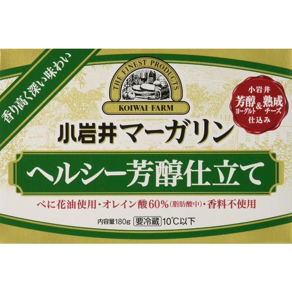 小岩井芳醇ヨーグルトと熟成チーズで仕上げた、ヘルシーでありながら、香り高く、深い味わいのマーガリンです。 べに花油を使用し、オレイン酸60%(脂肪酸中)含有の体にうれしいヘルシータイプのマーガリンです。 小岩井芳醇ヨーグルトと小岩井熟成チー...