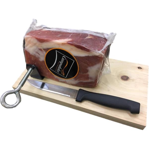 スペイン産生ハム Campodulce ミニセラーノ ブロック 800g(15ヶ月熟成)【専用固定式ホルダー、ナイフセット】