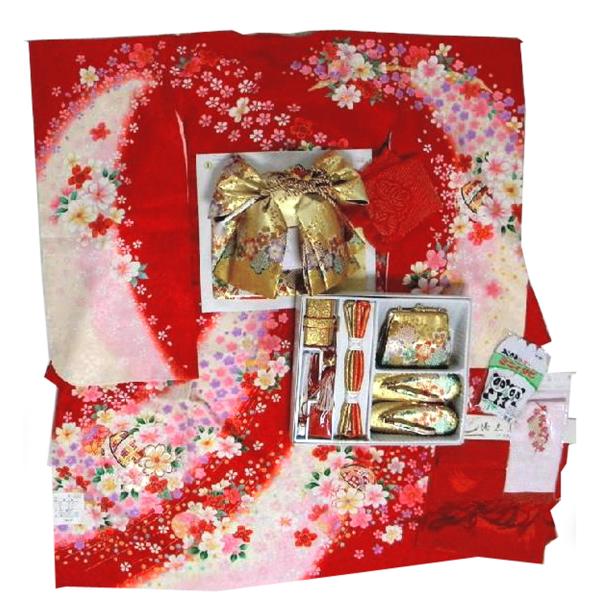 七五三に★正絹赤白に友禅　七歳着物フルセット② 七五三に☆正絹赤白に友禅 七歳着物フルセット② 楽天市場】