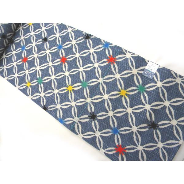 しつけ付　超美品　未使用　綿紬　ネズ紬　反物　本染　型染　紺　グレー　銀座くのや 袷】藍色系✕鼠色系 吉祥植物に鳥と雲文 型染め紬 | 大山キモノ