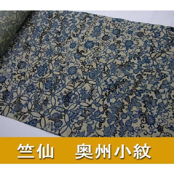 竺仙（ちくせん）奥州小紋 更紗25-5501 綿つむぎ高級浴衣反物（在庫