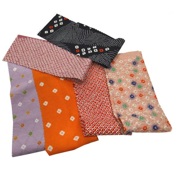 正絹絞りののはぎれを６枚セットにしたお徳用です。●吊るし雛などの制作に便利な正絹鹿の子絞りのはぎれをセットしました。●メール便（送料190円保障なし）ゆうパケット（送料290円追跡可能）対応商品◆各幅約８ｃｍＸ２６ｃｍでカットしています。幅...