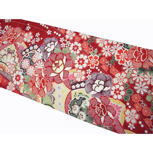 着物のはぎれ 正絹振袖 金通し赤疋田柄友禅 絹のハギレ : 京都ひのや